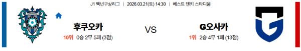 후쿠오카 대 감바오사카 J리그1 03월21일 맞대결 생중계, 스포츠중계, 스포츠분석