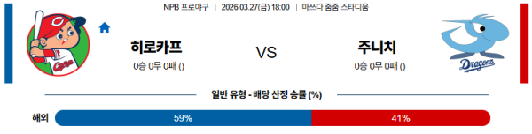 히로시마 대 주니치 NPB 03월27일 맞대결 생중계, 스포츠중계, 스포츠분석
